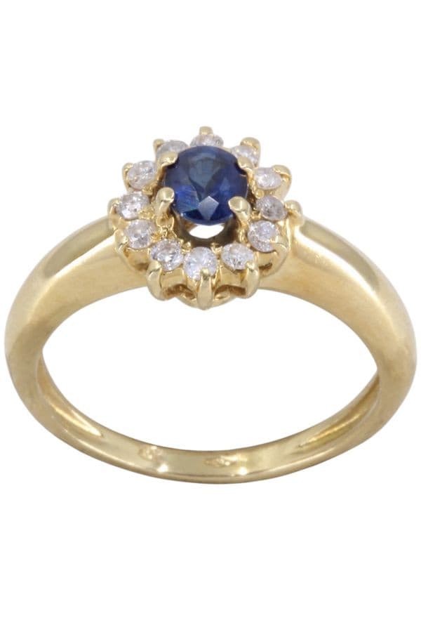 BAGUE MARGUERITE SAPHIR ET DIAMANTS — vue 1