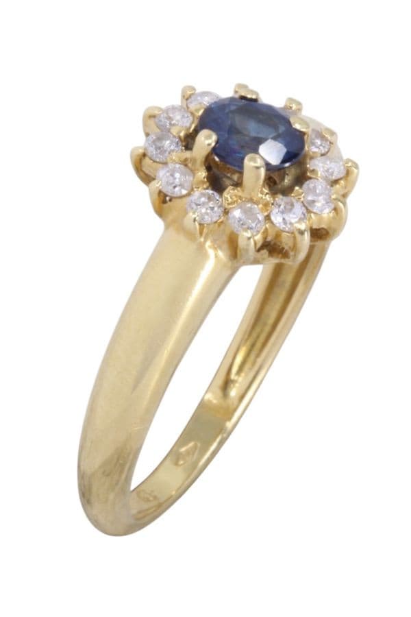 BAGUE MARGUERITE SAPHIR ET DIAMANTS — vue 3