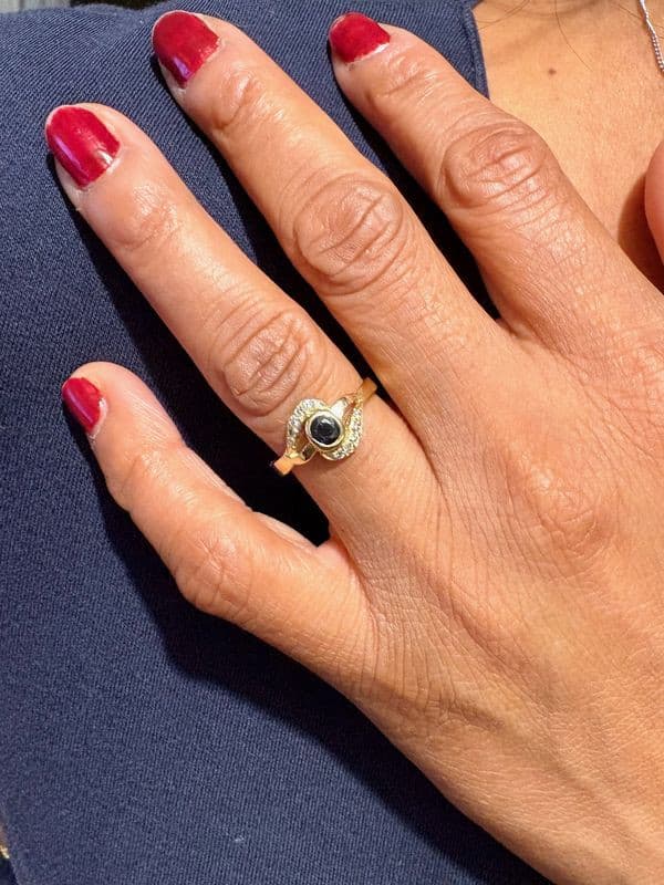 BAGUE  SAPHIR ET DIAMANTS — vue 2