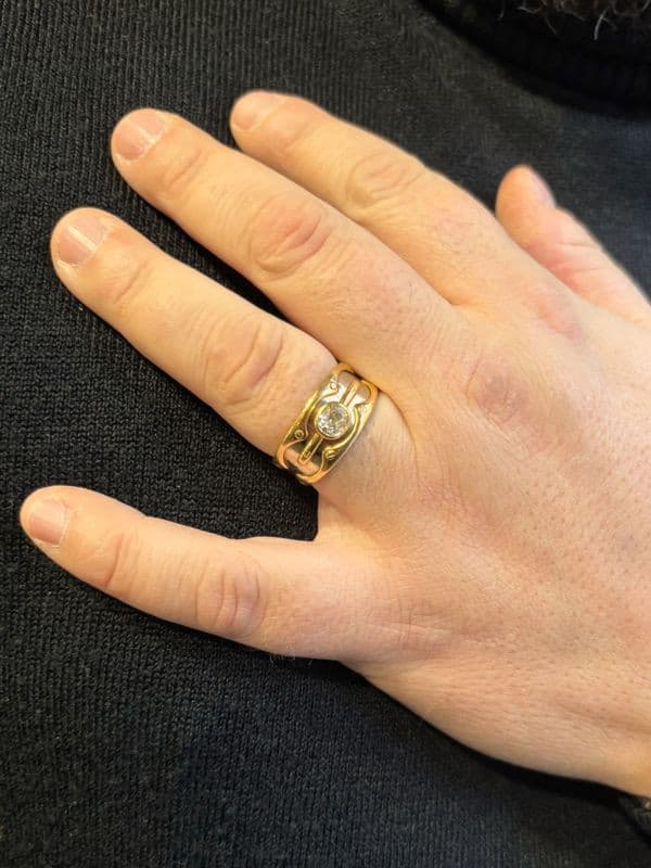 BAGUE MODERNE 2 ORS DIAMANT — vue 2