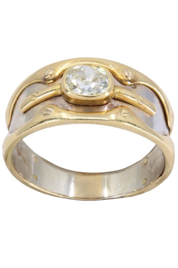 BAGUE MODERNE 2 ORS DIAMANT