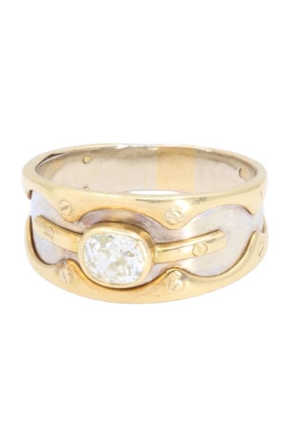 BAGUE MODERNE 2 ORS DIAMANT — vue 6