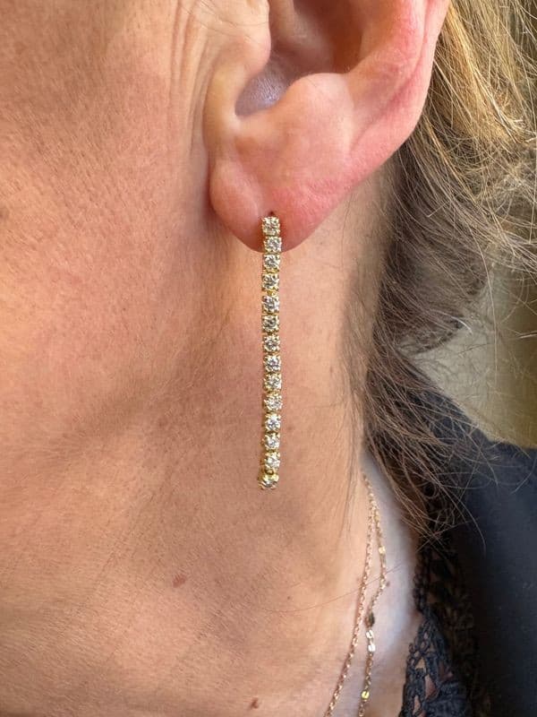 BOUCLES D'OREILLES PENDANTES DIAMANTS — vue 2