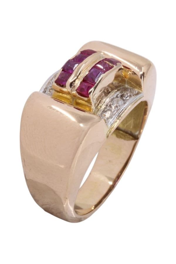 BAGUE TANK RUBIS ET DIAMANTS — vue 3