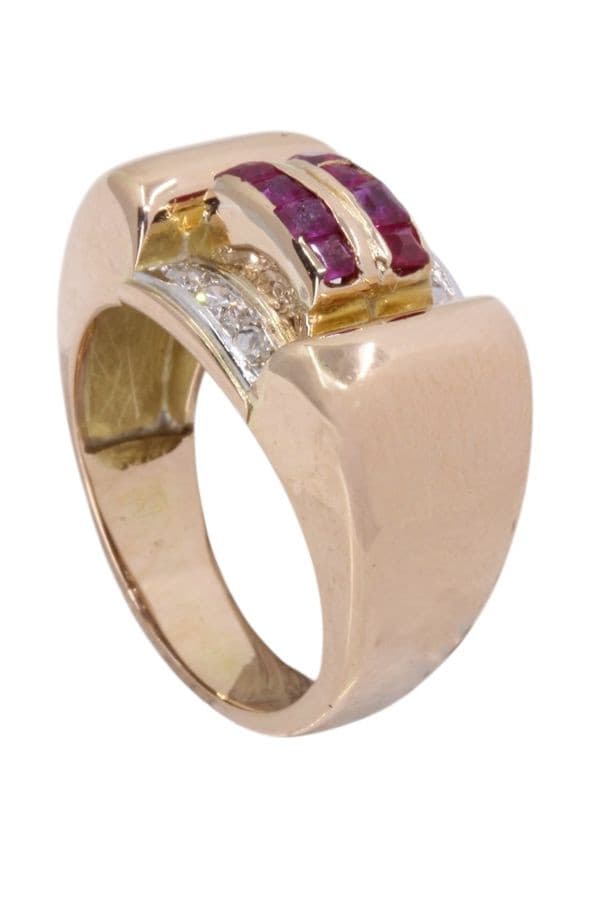 BAGUE TANK RUBIS ET DIAMANTS — vue 4