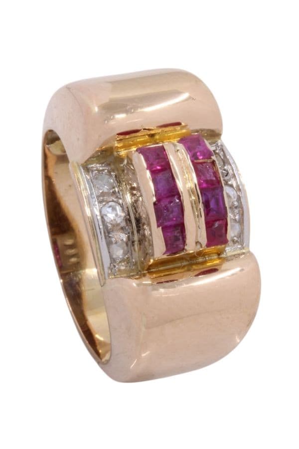 BAGUE TANK RUBIS ET DIAMANTS — vue 5