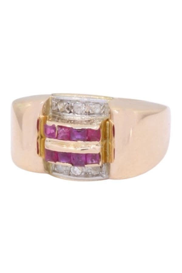 BAGUE TANK RUBIS ET DIAMANTS — vue 6