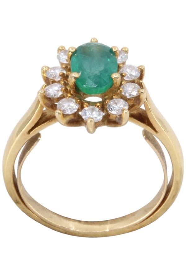 BAGUE MARGUERITE EMERAUDE ET DIAMANTS