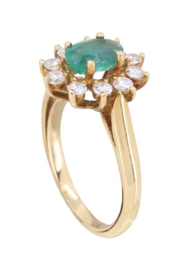 BAGUE MARGUERITE EMERAUDE ET DIAMANTS — vue 4