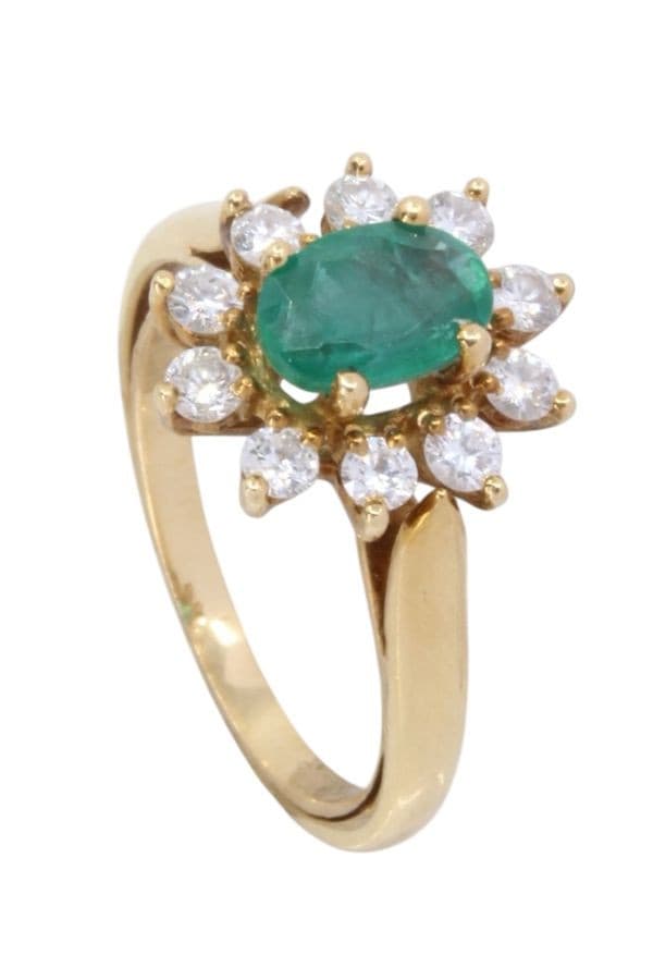 BAGUE MARGUERITE EMERAUDE ET DIAMANTS — vue 5