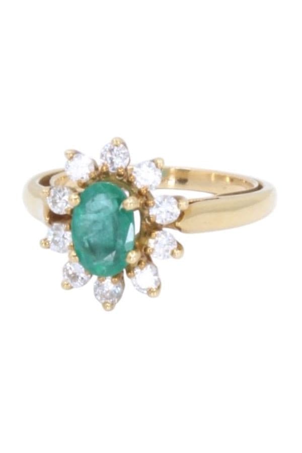 BAGUE MARGUERITE EMERAUDE ET DIAMANTS — vue 6