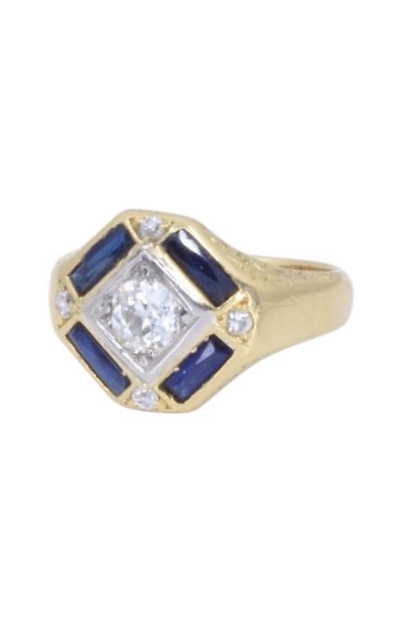 BAGUE ANCIENNE SAPHIRS ET DIAMANTS — vue 5