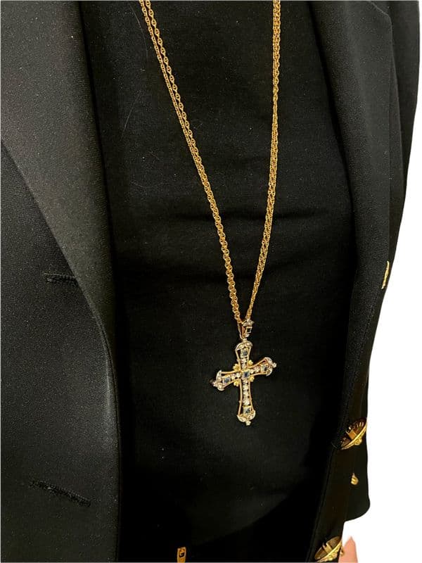 CROIX ANCIENNE SAPHIRS ET DIAMANTS — vue 2