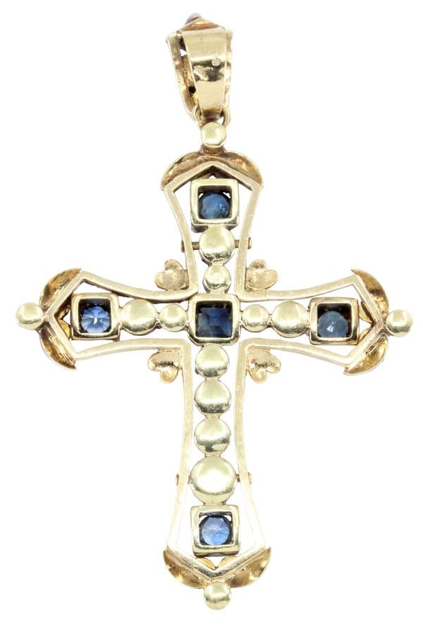 CROIX ANCIENNE SAPHIRS ET DIAMANTS — vue 3