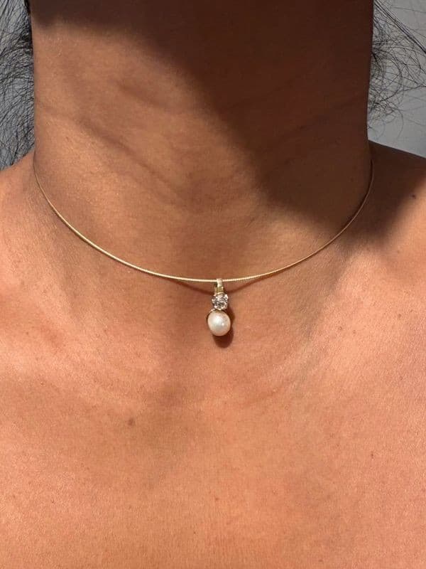 PENDENTIF PERLE ET DIAMANT — vue 2