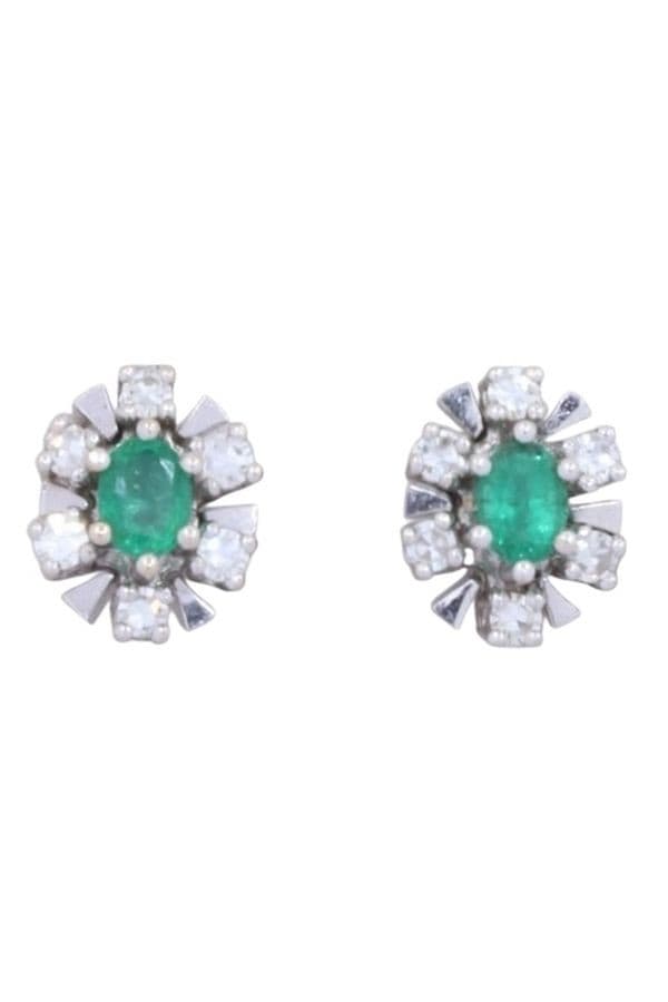 BOUCLES D'OREILLES MARGUERITE EMERAUDES ET DIAMANTS