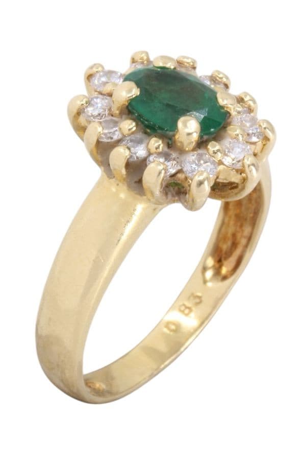 BAGUE MARGUERITE ÉMERAUDE ET DIAMANTS — vue 3