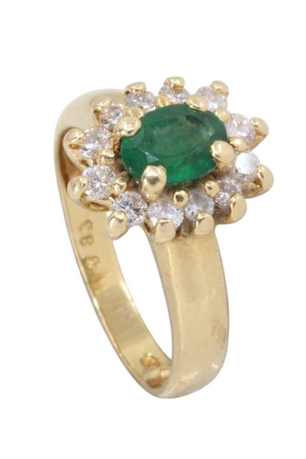 BAGUE MARGUERITE ÉMERAUDE ET DIAMANTS — vue 4