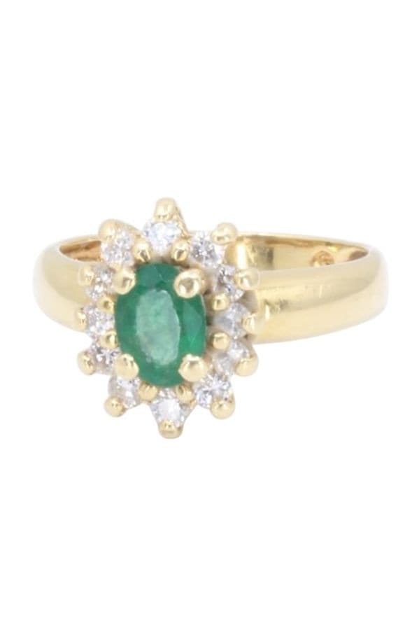 BAGUE MARGUERITE ÉMERAUDE ET DIAMANTS — vue 5