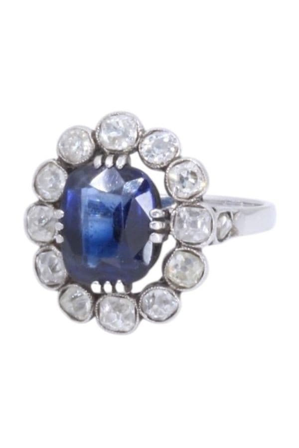 BAGUE POMPADOUR SAPHIR ET DIAMANTS — vue 6
