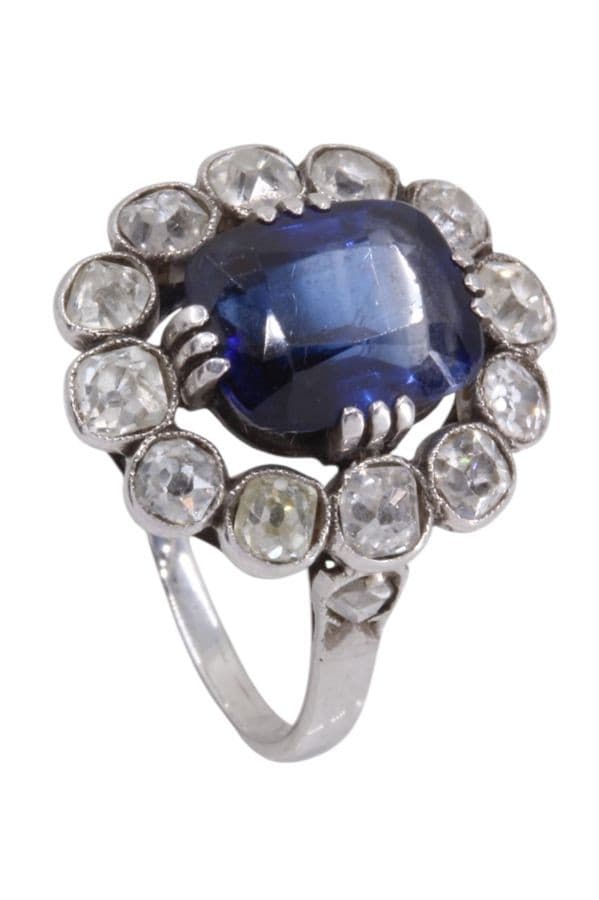 BAGUE POMPADOUR SAPHIR ET DIAMANTS — vue 5