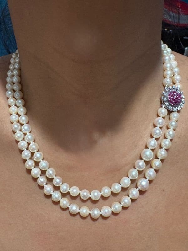 COLLIER 2 RANGS PERLES — vue 2