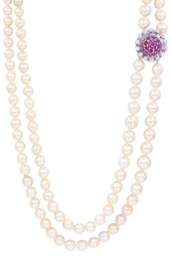 COLLIER 2 RANGS PERLES — vue 1