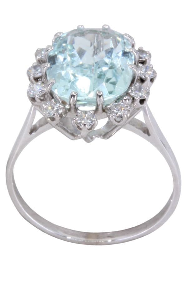BAGUE POMPADOUR AIGUE-MARINE ET DIAMANTS