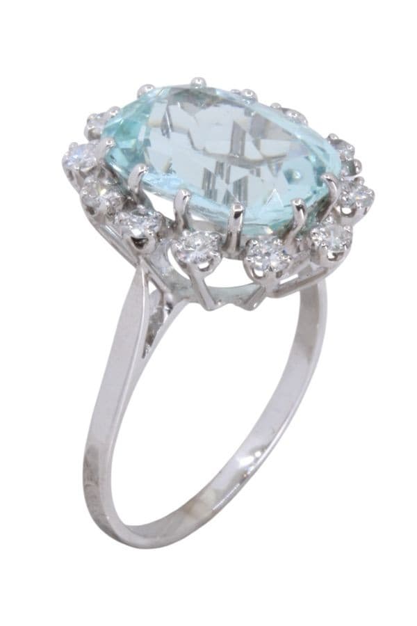 BAGUE POMPADOUR AIGUE-MARINE ET DIAMANTS — vue 3