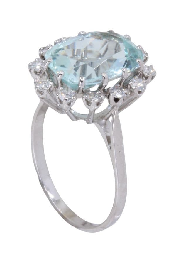 BAGUE POMPADOUR AIGUE-MARINE ET DIAMANTS — vue 4