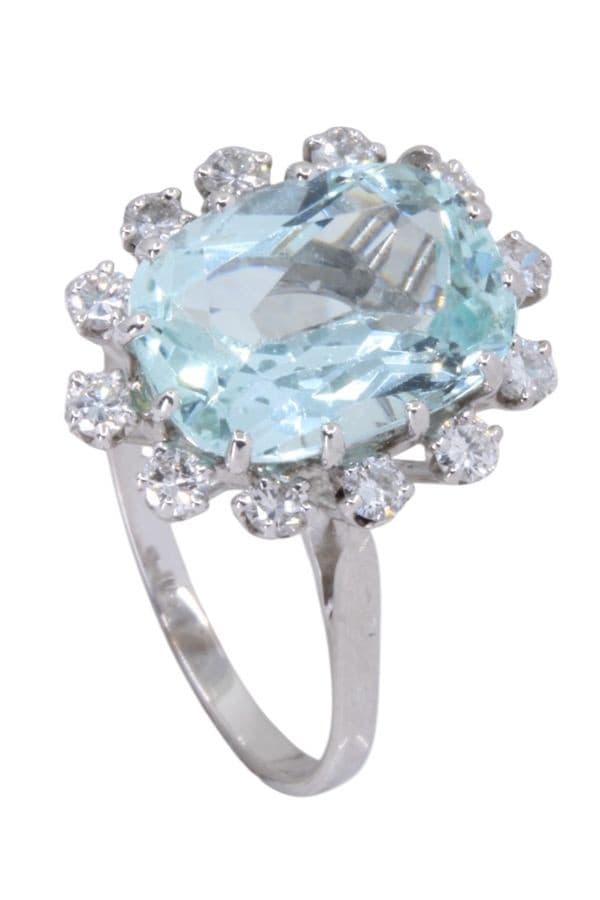 BAGUE POMPADOUR AIGUE-MARINE ET DIAMANTS — vue 5