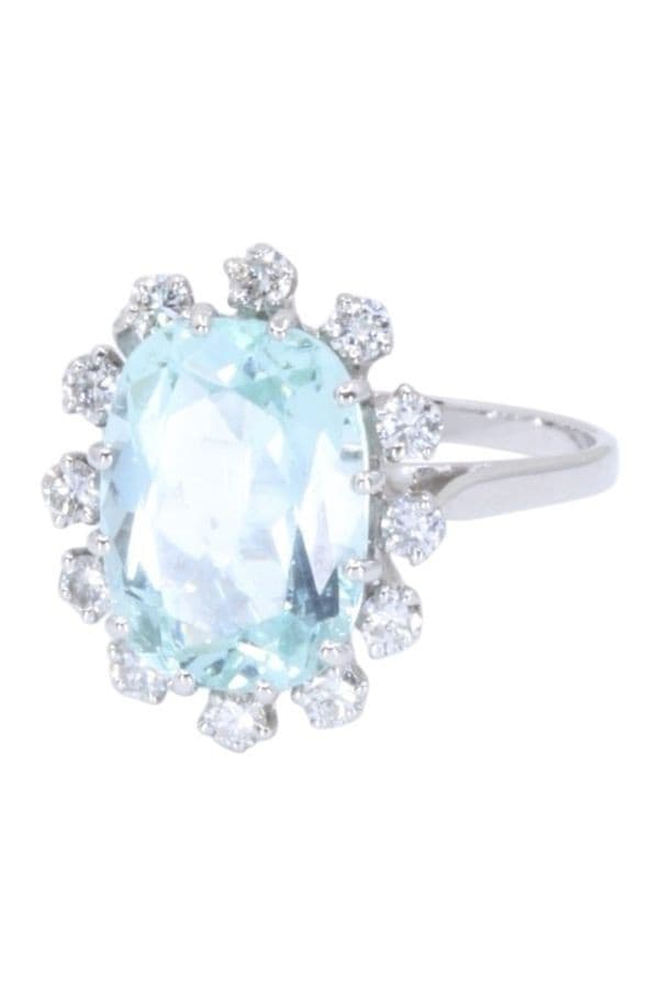 BAGUE POMPADOUR AIGUE-MARINE ET DIAMANTS — vue 6