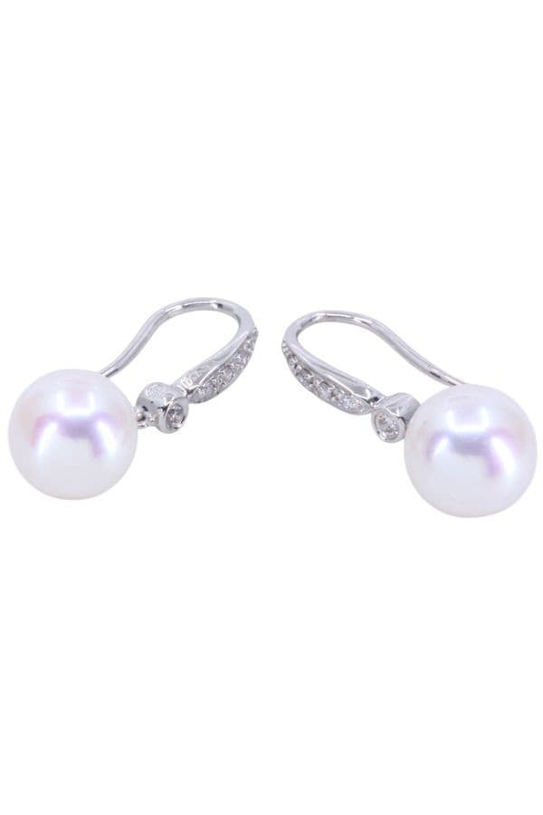 BOUCLES D'OREILLES PERLE ET DIAMANTS — vue 3