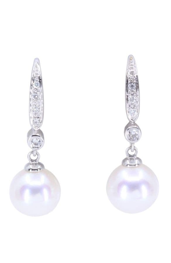 BOUCLES D'OREILLES PERLE ET DIAMANTS — vue 1