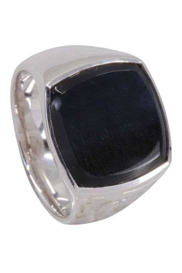 CHEVALIÈRE ARGENT ET LARVIKITE — vue 4