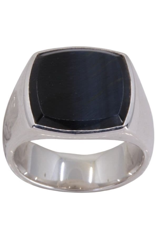 CHEVALIÈRE ARGENT ET LARVIKITE