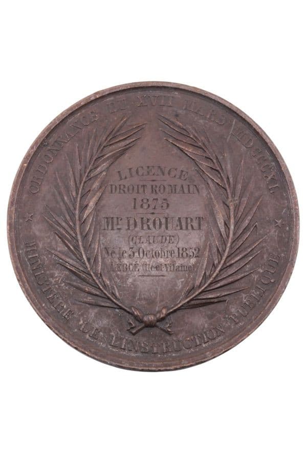 MÉDAILLE FACULTE DE DROIT — vue 2