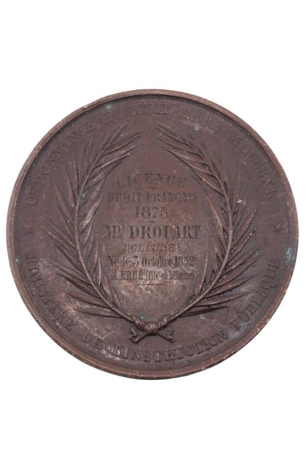 MÉDAILLE FACULTE DE DROIT — vue 2