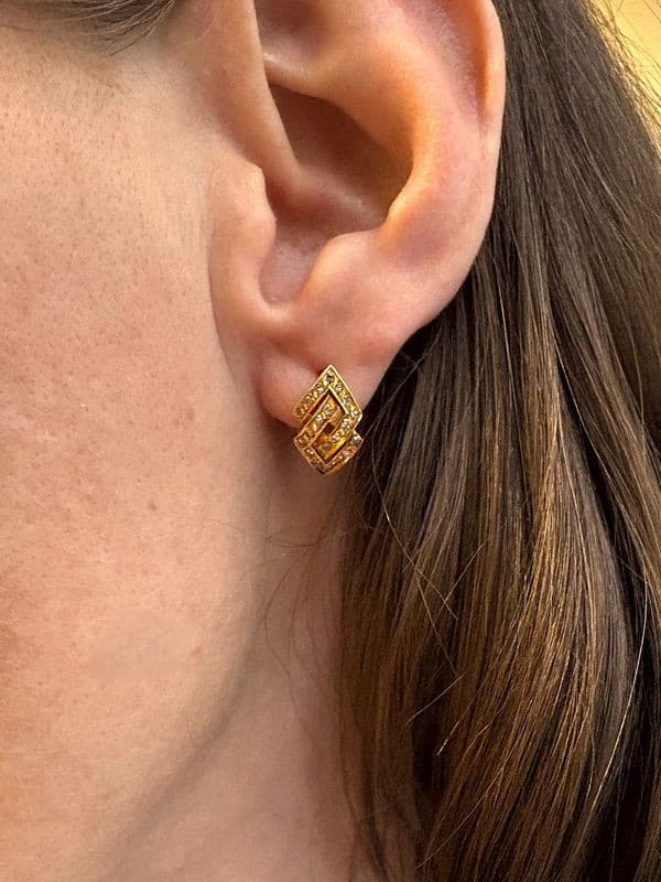 BOUCLES D'OREILLES ANCIENNES DIAMANTS — vue 2