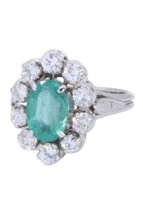 BAGUE MARGUERITE ÉMERAUDE ET DIAMANTS — vue 6