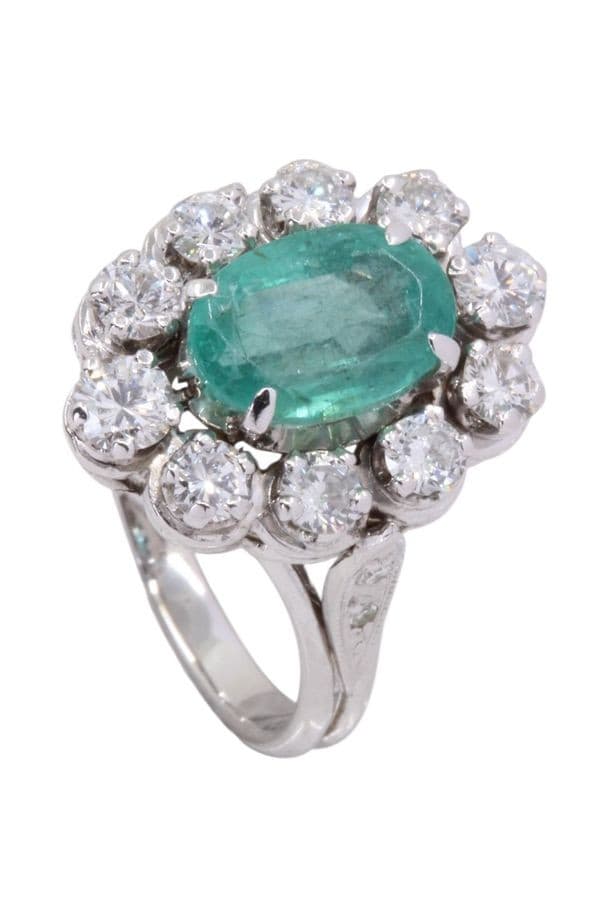 BAGUE MARGUERITE ÉMERAUDE ET DIAMANTS — vue 5