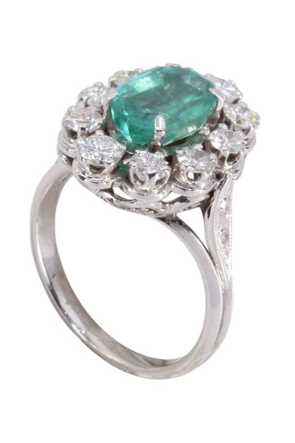BAGUE MARGUERITE ÉMERAUDE ET DIAMANTS — vue 4