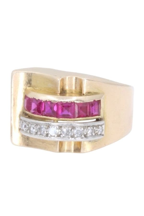 BAGUE TANK RUBIS ET DIAMANTS — vue 6