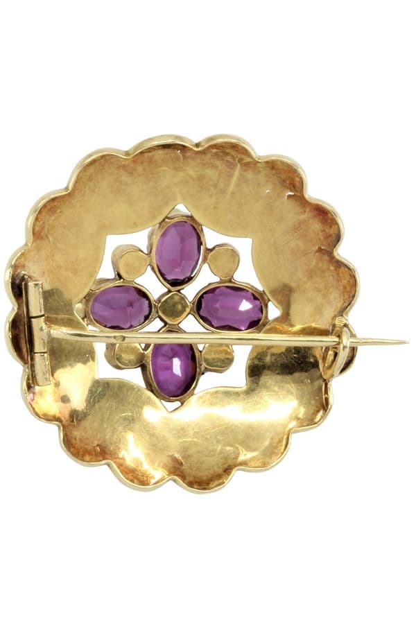 BROCHE ANCIENNE PERLES ET AMÉTHYSTES — vue 3