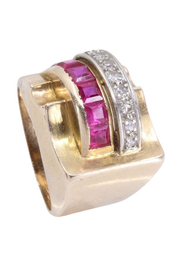 BAGUE TANK RUBIS ET DIAMANTS — vue 5