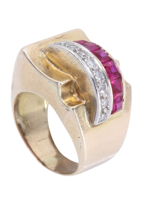 BAGUE TANK RUBIS ET DIAMANTS — vue 4