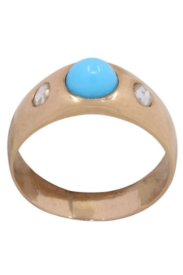 BAGUE JONC TURQUOISE ET DIAMANTS — vue 1