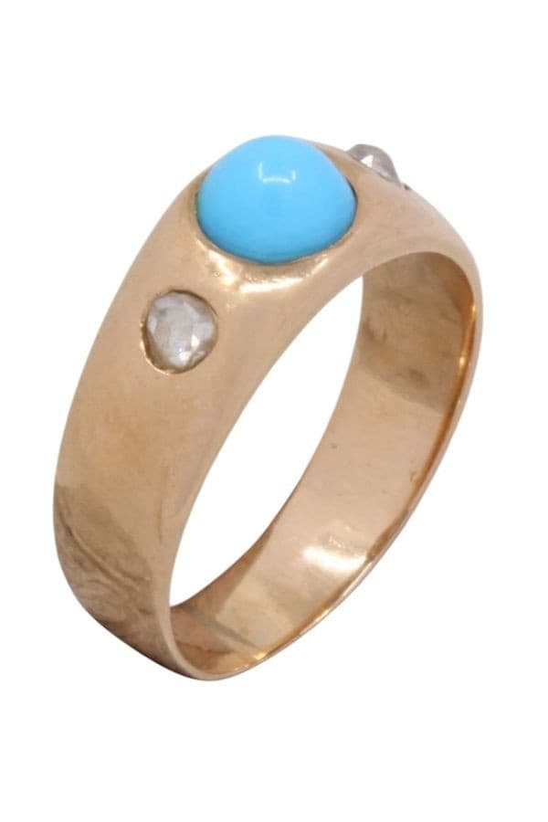 BAGUE JONC TURQUOISE ET DIAMANTS — vue 3