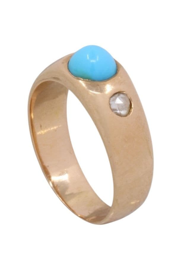BAGUE JONC TURQUOISE ET DIAMANTS — vue 4