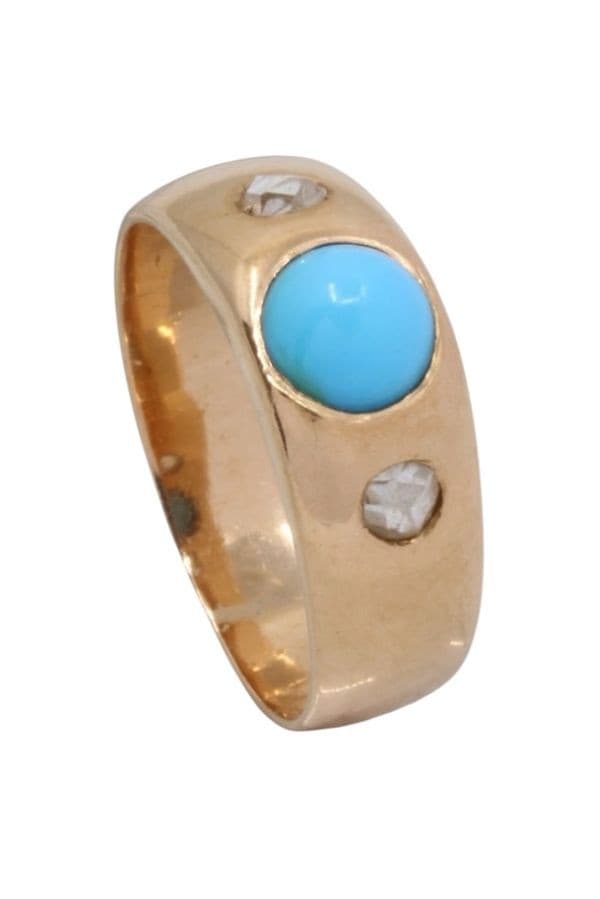 BAGUE JONC TURQUOISE ET DIAMANTS — vue 5